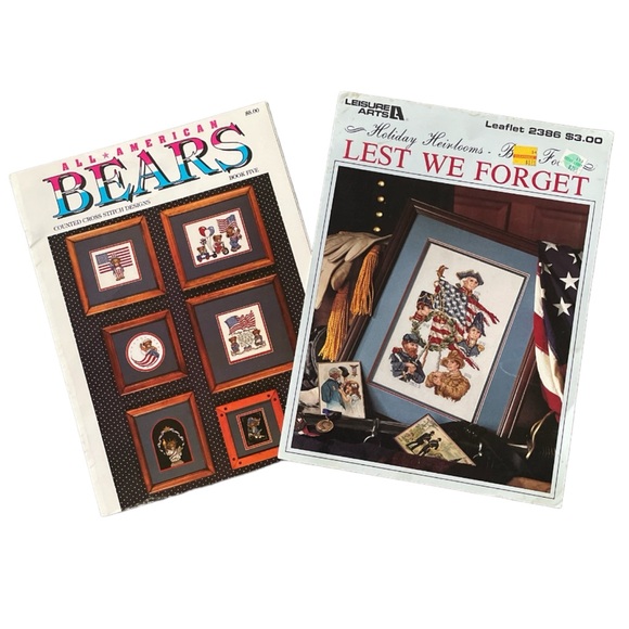 Vintage American Patriotic Cross Stitch Patterns - 2 Leaflets - Picture 1 of 5
